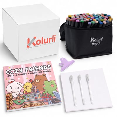 Kolurli Cozy Coloring Set Compleet 80 Markers - Alcohol Marker Set - Cozy Coloring - Gelly Roll Pennen - Teken set - Alcohol markers Set - Twinmarkers - Alcohol marker - Alcohol markers - Cozy Coloring Book - Complete Set