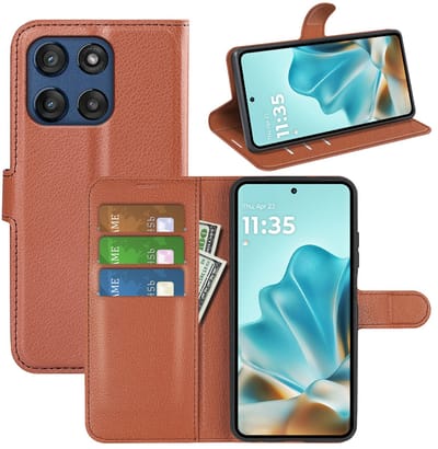 MobyDefend Hoesje - Geschikt voor Motorola Edge 60 / Motorola Edge 60 Fusion - Kunstleren Wallet Book Case (Sluiting Voorkant) - Bruin