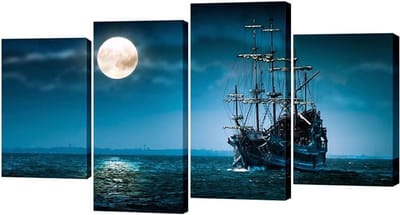 Canvas Kunst Set - Muurdecoratie Schilderijen - Woonkamer Decoreren - Klaar om op te hangen - 4 Delig 30x45/60cm - Blauw