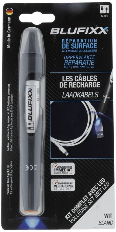 BLUFIXX Laadkabel Reparatieset + LED lamp - Wit
