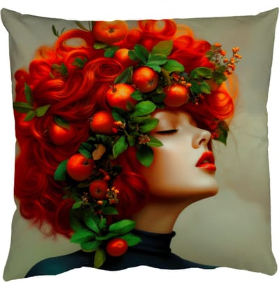 Sierkussens - Kussentjes Woonkamer - 50x50 cm - Vrouw - Appels - Rood - Bladeren