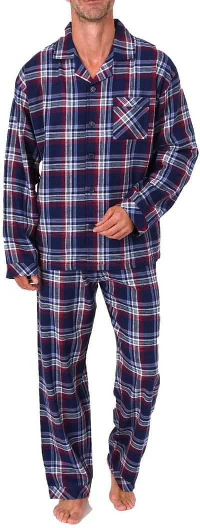 Normann herenpyjama van flanel in een elegante geruite look - ook in grote maten