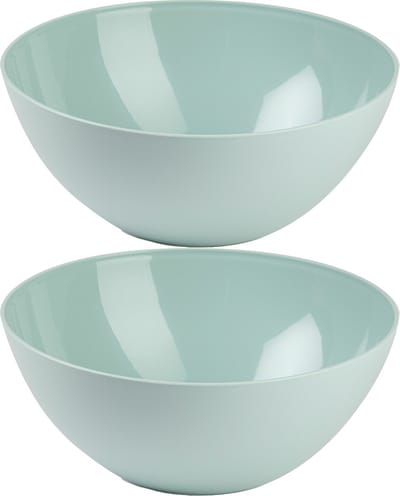 Plasticforte Serveerschaal/saladeschaal - 2x stuks - D23 x H10 cm - kunststof - mintgroen