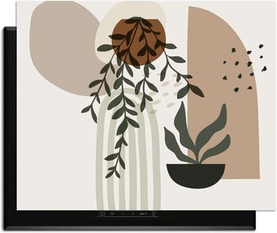 KitchenArt - Botanical Harmony – Inductie Beschermer - 77x51 cm - Kookplaat Beschermer - Luxe Afdekplaat Inductieplaat - Anti-slip & Oprolbaar - Beschermmat Inductiekookplaat