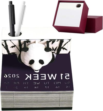 3D-notitieblok Panda 2026, Afscheurbare Panda Kalender, 2026 Tafelkalender-Notitieblok, Demotiverende Tafelkalender, Creatieve Papiersculptuur Panda Bureaublad Ornament (Panda - B)