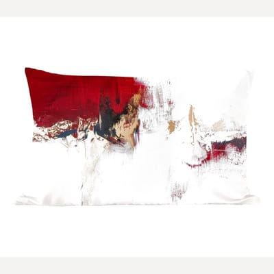 Sierkussens - Kussentjes Woonkamer - 60x40 cm - Rood - Marmer - Abstract - Goud - Modern