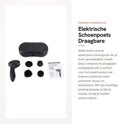 Dailygoods - Elektrische Schoenpoets - Draagbare Reinigingsborstel - Bespaart tijd - Zwart - Onderhoud voor leer - Ideaal voor schoenen en tassen - Ha...