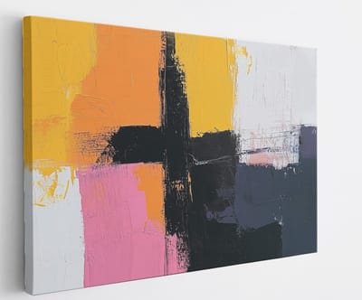 Saammp Canvas Schilderij - Gekleurde vormen - Abstract - 45x30 - Foto op canvas - Wanddecoratie - Muurdecoratie Woonkamer - Slaapkamer decoratie - Canvas Print