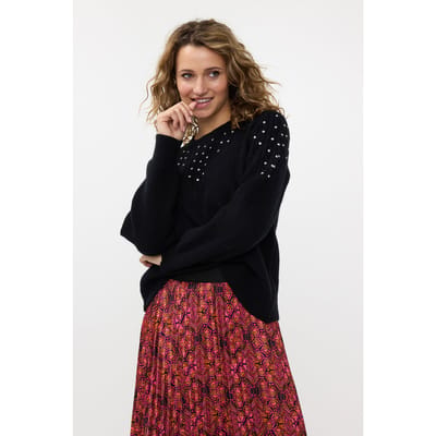 EsQualo Sweater V Stones Black Maat: S | Sweaters Outlet | Dames | Zwart