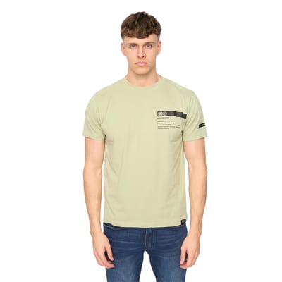 Duck and Cover Heren Tatick Geborsteld Katoenen T-Shirt (Licht Olijf)