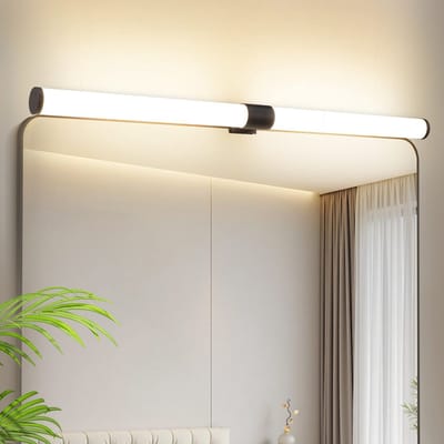 NETTLIFE LED Spiegellamp - 60CM - LED Spiegelverlichting - zwart - 8W badkamerlamp - IP44 wandlamp - 4000K neutraal wit - moderne Lamp Spiegel - voor badkamermeubel | kelder | keuken