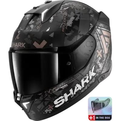 SHARK SKWAL i3 HELLCAT Mat Black Chrom Anthracite - Maat L - Integraal helm - Scooter helm - Motorhelm - Zwart - Scooterhelmen mannen en vrouwen.