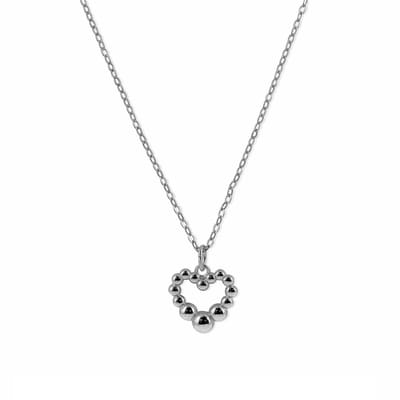 New Bling - 9NB-1384 - ketting met bolletjes hart - 925 sterling silver - rhodium plated - 45cm + 5cm