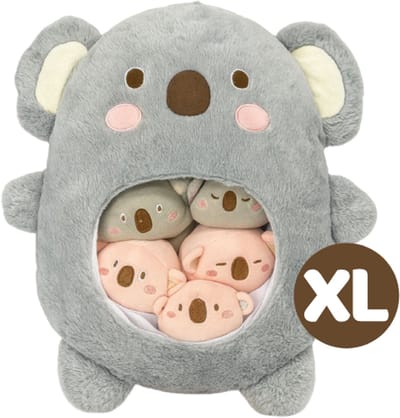Koala Pluche Knuffel XL 50 cm + 6 mini Koala knuffels 10 cm - Speelgoed Knuffels voor Kinderen Jongens Meisjes - Tiktok Kawaii Plush Toy - Squishy