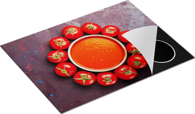 Chefcare Inductie Beschermer Tomatensoep met Tomaten eromheen - 70x50 cm - Afdekplaat Inductie - Kookplaat Beschermer - Inductie Mat