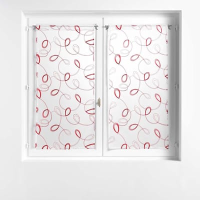 Rechte gordijnroedes - Raambekleding set - Decoratie woonkamer - Geborduurd patroon - 2 x 60 x 90 cm - Rood