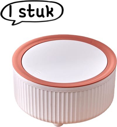 1 stuk - Bureau-prullenbak - Open deksel, kleine prullenbak voor woonkamer, salontafel - Mini-thuiskantoor met deksel - Wit en oranje (rond)