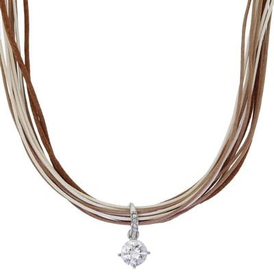 Behave – Koordketting met hanger – Boho stijl bruin beige cubic steen