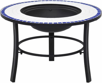 Vuurkorf - Tuinhaard Buiten - Gezellige Avonden - Decoratief Mozaïek Design - 68 cm - Blauw Wit