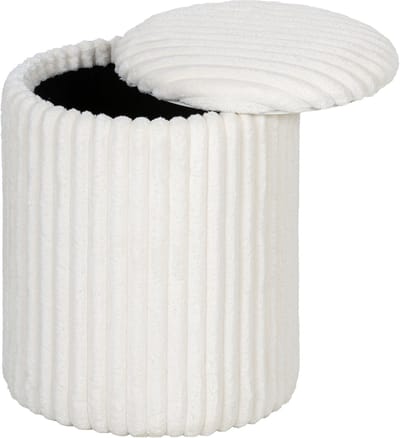 HOMCOM Opberghocker-Ribstof, Multiplex-35L x 35B x 45H cm-Wit