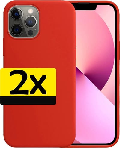 Hoesje - 2 Stuks - Geschikt voor Apple iPhone 13 Pro - Sterk & Shockproof - Case Siliconen - Back Cover - Telefoon Hoes - Telefoonhoesjes - Rood