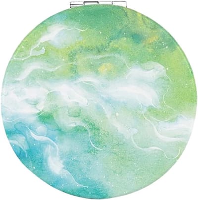 Draagbare Make-up Spiegel in Groen Waterverf, Compact Vouwspiegel voor Reizen, Kamperen en Dagelijks Gebruik