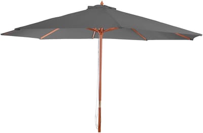 Parasol Florida, tuinparasol, marktparasol, Ø 3,5 m polyester/hout 7 kg ~ donkergrijs