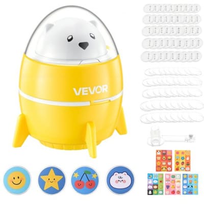 VEVOR Knopenmachine 58 mm Knopenmaakmachine voor Plastic Badges, met 50 Blanco Knopen en Voorgedrukt Patroonpapier, Cirkelsnijder, Doe-Het-Zelfprojecten, Schoolevenementen, Verjaardagscadeau