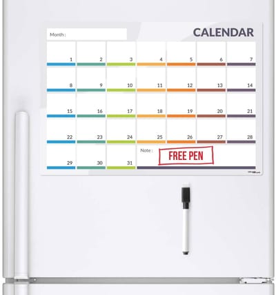 Dailygoody - Magnetisch Koelkastbord - 31 Dagen Kalender - Droog Uitwisbaar - Wit - Planner voor Keuken en Kantoor - Geschikt voor Thuis en Werk