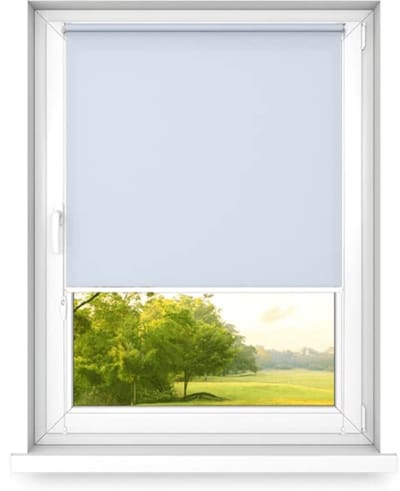 time4blinds mini rollo basic - Rolgordijn - Niet-invasief - Raamrolgordijn binnen zonder boren - Niet-invasieve handgrepen - Dimmen rollo - 400x1000mm Grijs-Blauw - Bediening aan de Linkerkant
