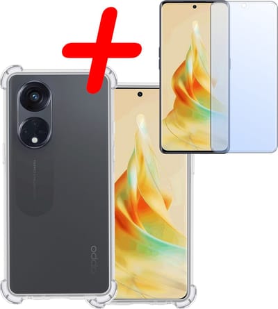 Hoesje Met Screenprotector - Geschikt voor OPPO Reno 8T 4G - Sterk & Shockproof - Siliconen Case - Back Cover - Telefoon Hoes - Shock Proof - Transparant