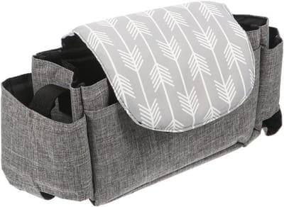 Kinderwagen Organizer - Baby Accessoire Tas - Onderweg Organiseren - Universele Bevestiging - 32 x 19 x 10 cm - Grijs