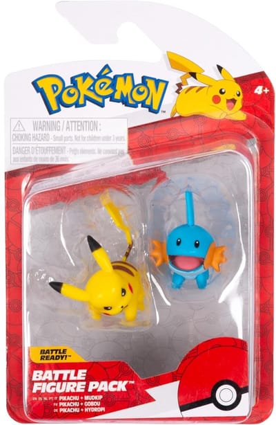 Jazwares Pokémon First Partner Battle Figure Set Figure 2-Pack Mudkip & Pikachu #4 Mini-Figuur