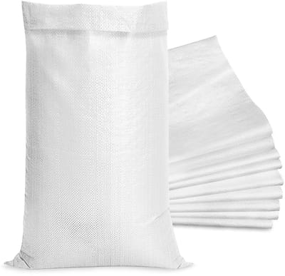 Dailygoods- Puinzak 10 Stuks - Robuust en Herbruikbaar - 52 g/m² - Wit Geweven Polypropyleen - Voor Overstromingsbescherming - Ideaal voor Dammen - Zandzak
