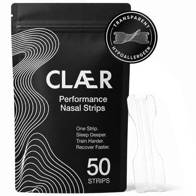 CLÆR Anti Snurk Neusstrips - Transparant - Neuspleisters tegen Snurken - Beter Ademen & Dieper Slapen - Hypoallergeen - CE Gecertificeerd - 50 Stuks