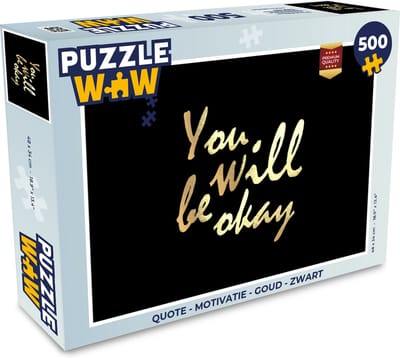 Puzzel Quote - Motivatie - Goud - Zwart - Legpuzzel - Puzzel 500 stukjes
