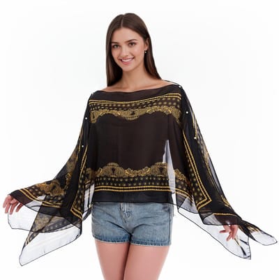 Dailygoods- Sjaal Elegante Chiffon - Stola met Parelgesp - Ademend en Verkoelend - Ideaal voor Bruiden - Bescherming tegen UV-stralen - Veelzijdig Ontwerp - Chiffondoek