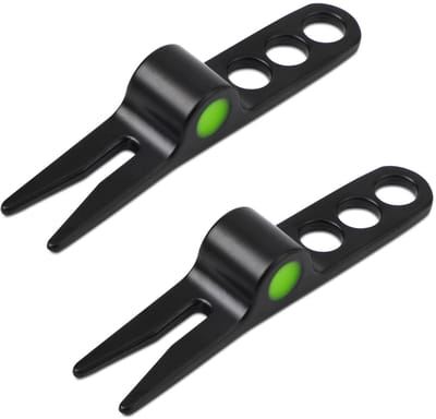 Dailygoods- Divot Gereedschap 2 Stuks - Draagbaar - Golf Accessoire - Zinklegering - Lichtgewicht - Betrouwbare Constructie - Golfaccessoires