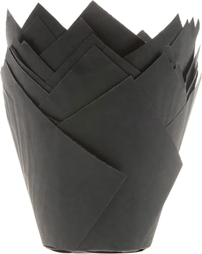 House of Marie Tulip Baking Cups - Zwart - pk/36 - Cupcake en Muffin Vormpjes