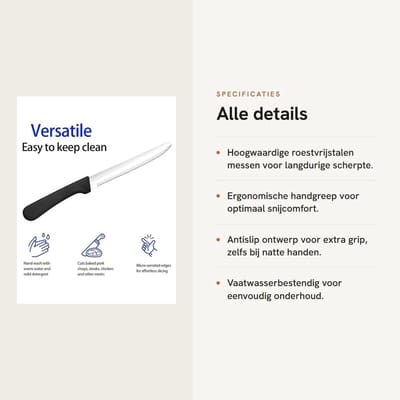 Dailygoods- Steakmessen 6-delige set - Roestvrij Staal - Ergonomische Greep - Antislip - Scherpe Gekartelde Messen - 22 cm Lengte