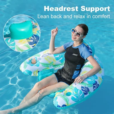 1 stuk opblaasbare zwembadstoelen met bekerhouders | Drijvende zwembadstoel, waterlounge voor zwembad, strand, meren, zomervakantie
