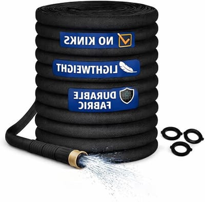 Professionele Tuinslang - Lekvrije Waterslang - Tuin Besproeien - 3 Versterkte Ringen - 50 FT - Zwart