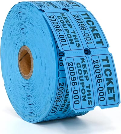 Loterij Tickets Dubbele Rol - 1000 Stuks voor Evenementen, Loterijen en Prijzen - Blauw