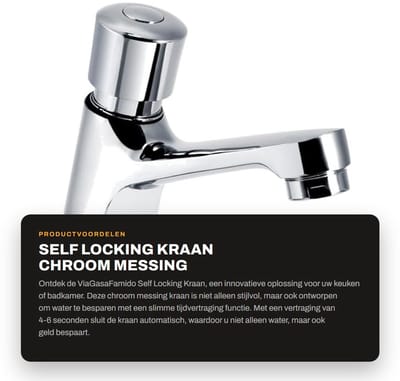 Dailygoods- Kraan Waterbesparend - G1/2 Draad - Messing - Tijdvertraging 4-6 Seconden - Eenvoudig te Installeren - Roestbestendig - Waterkraan