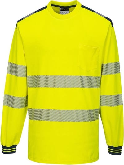 Portwest T185 - PW3 Hi-Vis T-shirt met lange mouw Geel/marine Maat: M