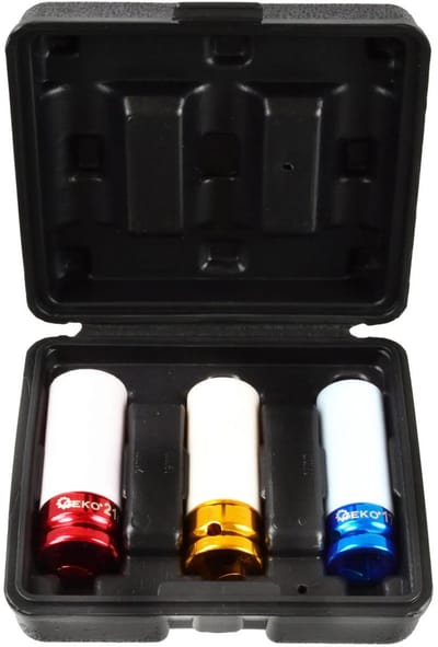 GEKO Alloy velgen dopsleutelset - 17, 19, 21 mm - Cr-Mo staal - Beschermende hoesjes