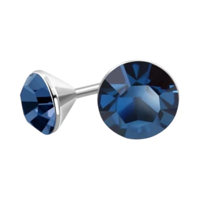 Aramat Jewels | Oorbellen | Stalen Kristal Oorbellen met denimblauw steentje – Zilverkleur – 3mm | | | |3mm | Staal | Kinderen, Volwassenen | Verkleurd niet