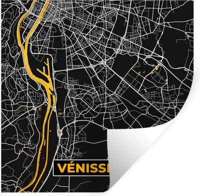 Muurstickers - Sticker Folie - Stadskaart - Plattegrond - Vénissieux - Frankrijk - Kaart - 100x100 cm - Plakfolie - Muurstickers Kinderkamer - Zelfklevend Behang XXL - Zelfklevend behangpapier - Stickerfolie