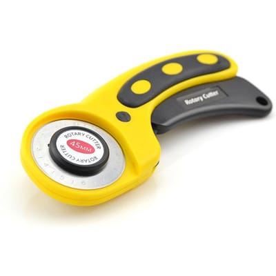 Ventes directes d'usine 45mm poignée couteau rotatif couteau rond coupe tissu couteau roue tissu couteau jaune