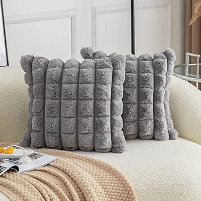 Zachte decoratieve sierkussenhoezen set van 2 - 40,6 x 40,6 cm - Grijs fluwelen kussenslopen voor bank en slaapkamer